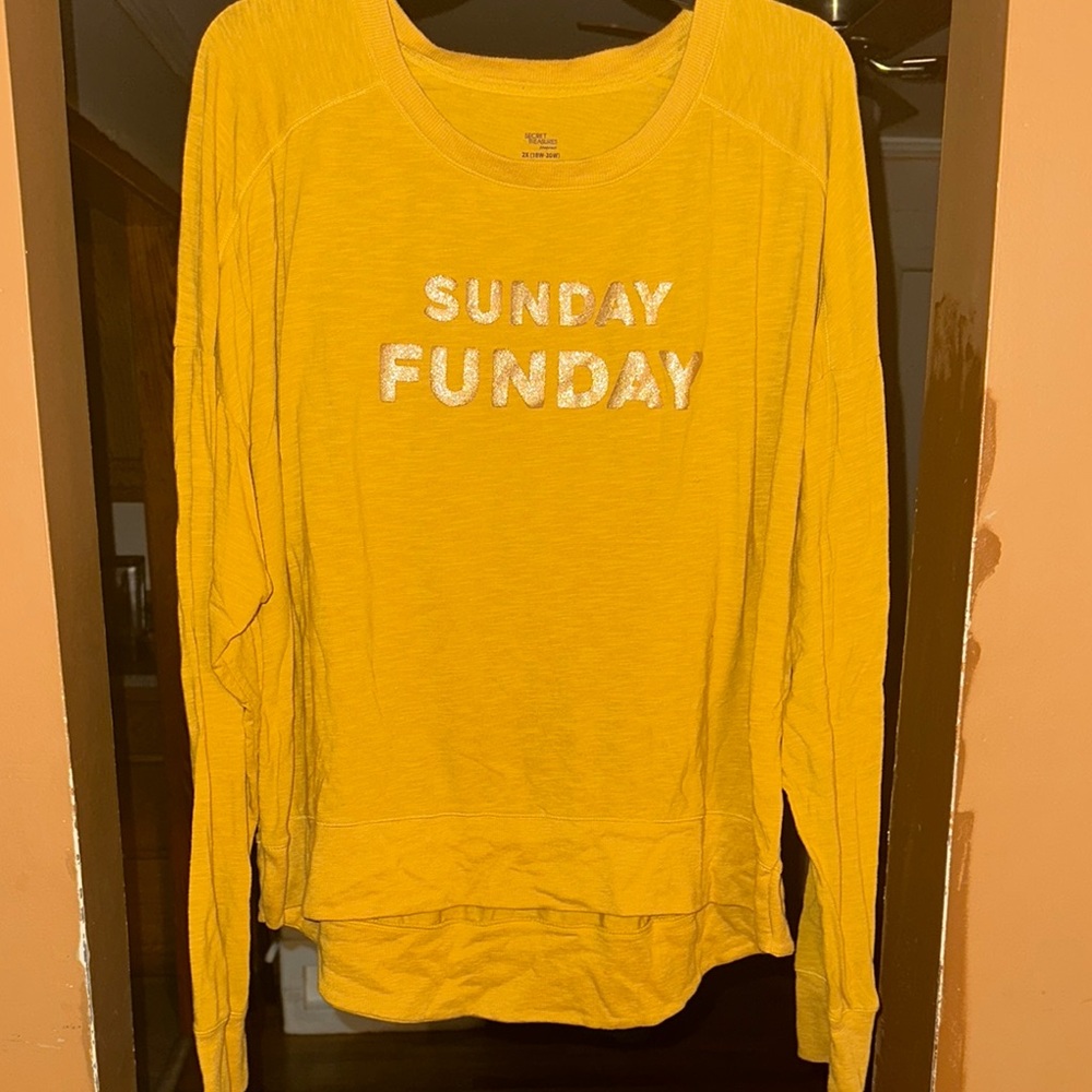 Yellow Long Sleeve Top with 'Sunday Funday' Print